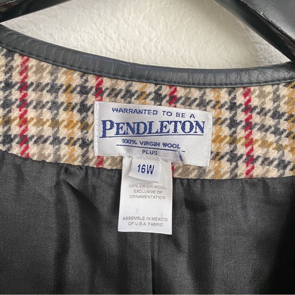 Vintage 60’s PENDLETON 100% Wool Houndstooth Plaid Women’s Blazer Size 16W Plus - Picture 11 of 11